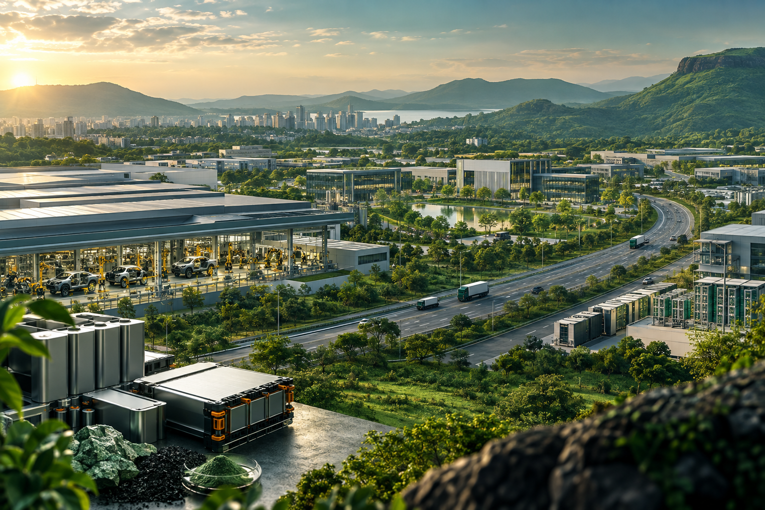 Conceptual view of Pune's automotive, battery, research and logistics ecosystem